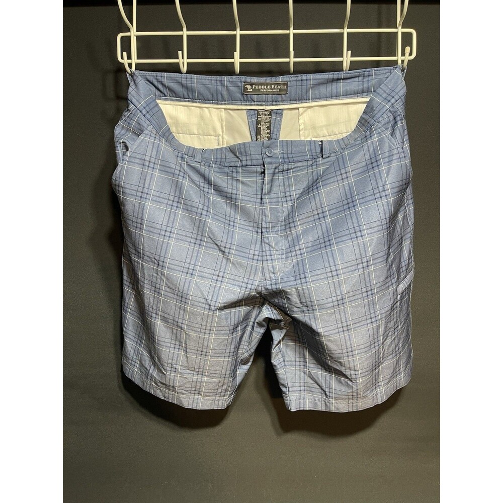 Pebble Beach shorts men Blue Plaid Size 40 #0137